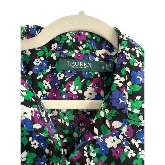 Lauren Ralph Lauren Floral Button Up Blouse Cotton Like New Size Large - Picture 6 of 6